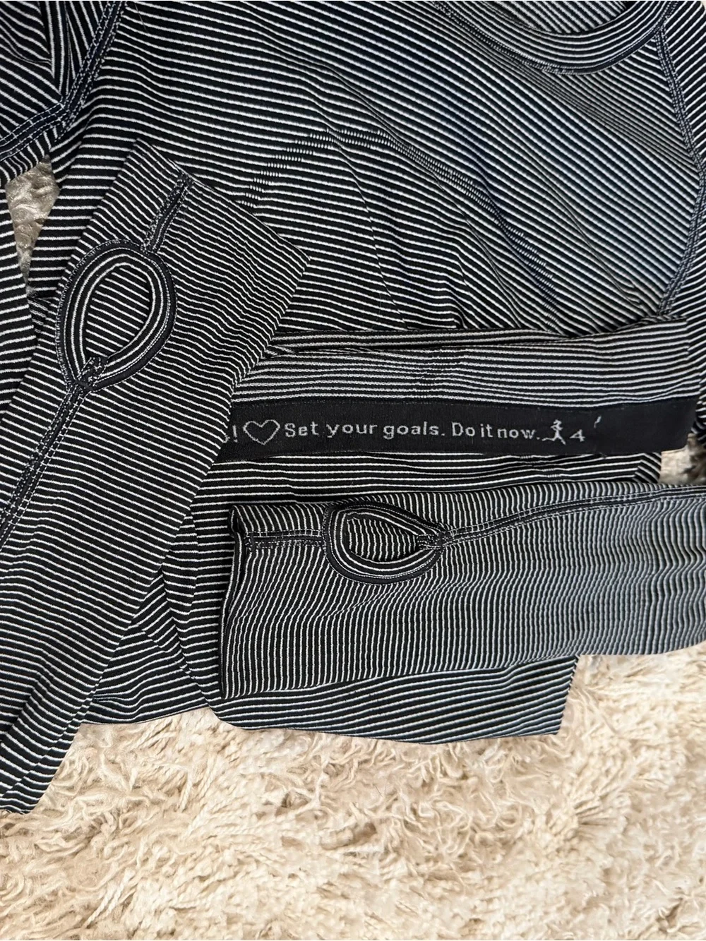 Lululemon Striped Long Sleeve Active Top - Black & White